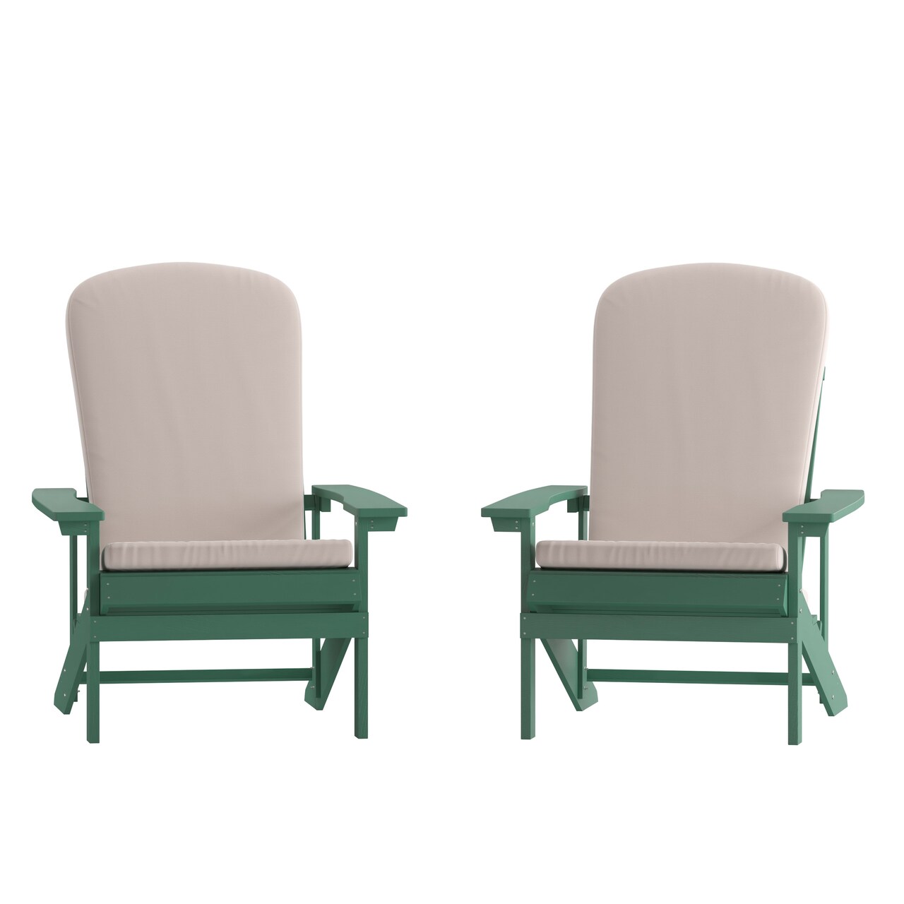 Merrick Lane Riviera Set of 2 Weather Resistant Adirondack Patio Chairs With Vertical Lattice Backs and Comfort Foam Cushions